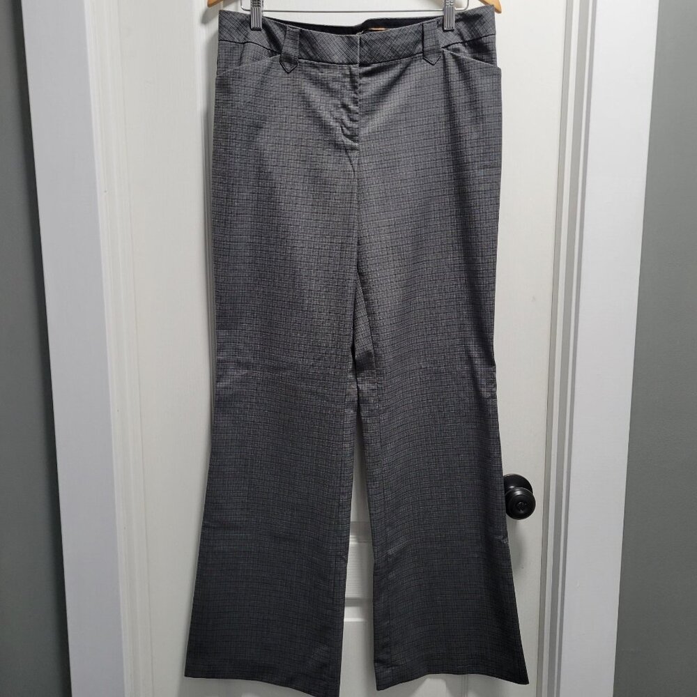 Express Editor Gray Plaid Straight Leg Pockets Career Pants Bottoms 10L Long